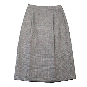 Vtg Wool Plaid Pencil Skirt Women 6P Gray Pleated Back Slit Pocket Career Office